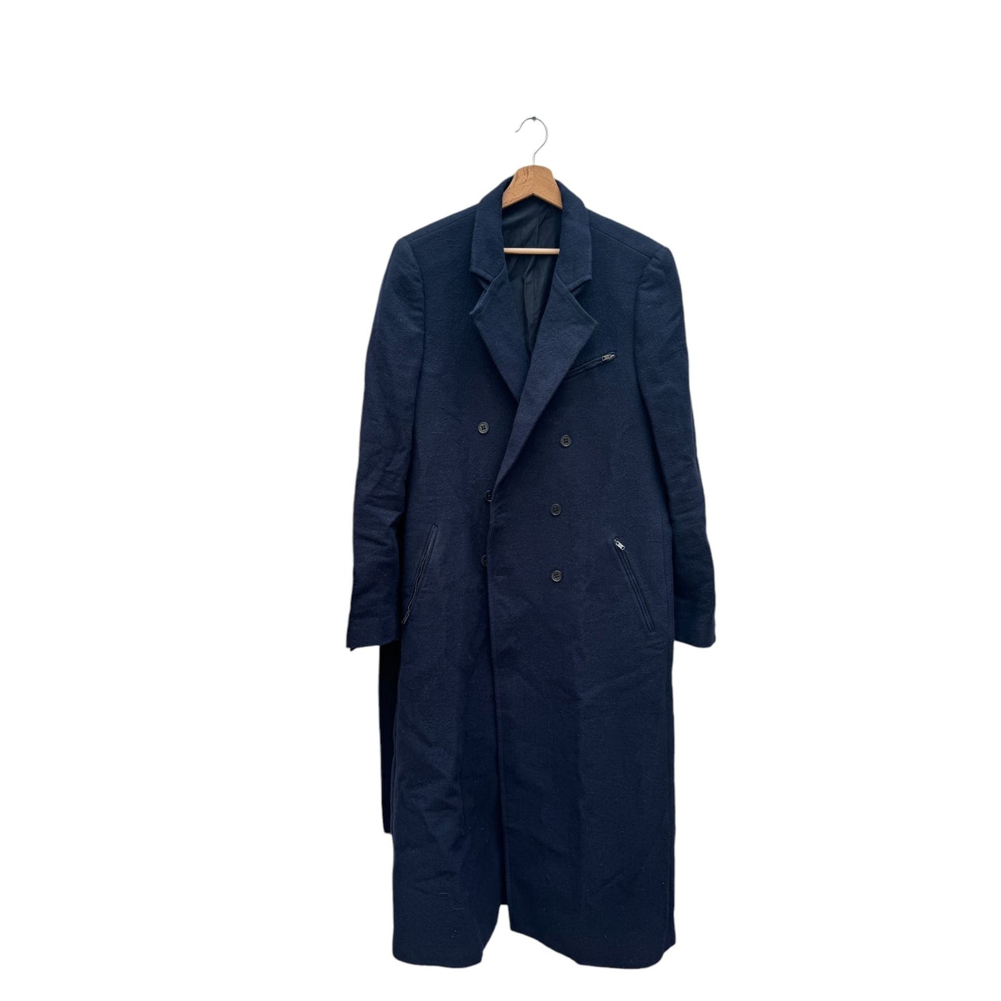 Dark Navy Wool Long Coat