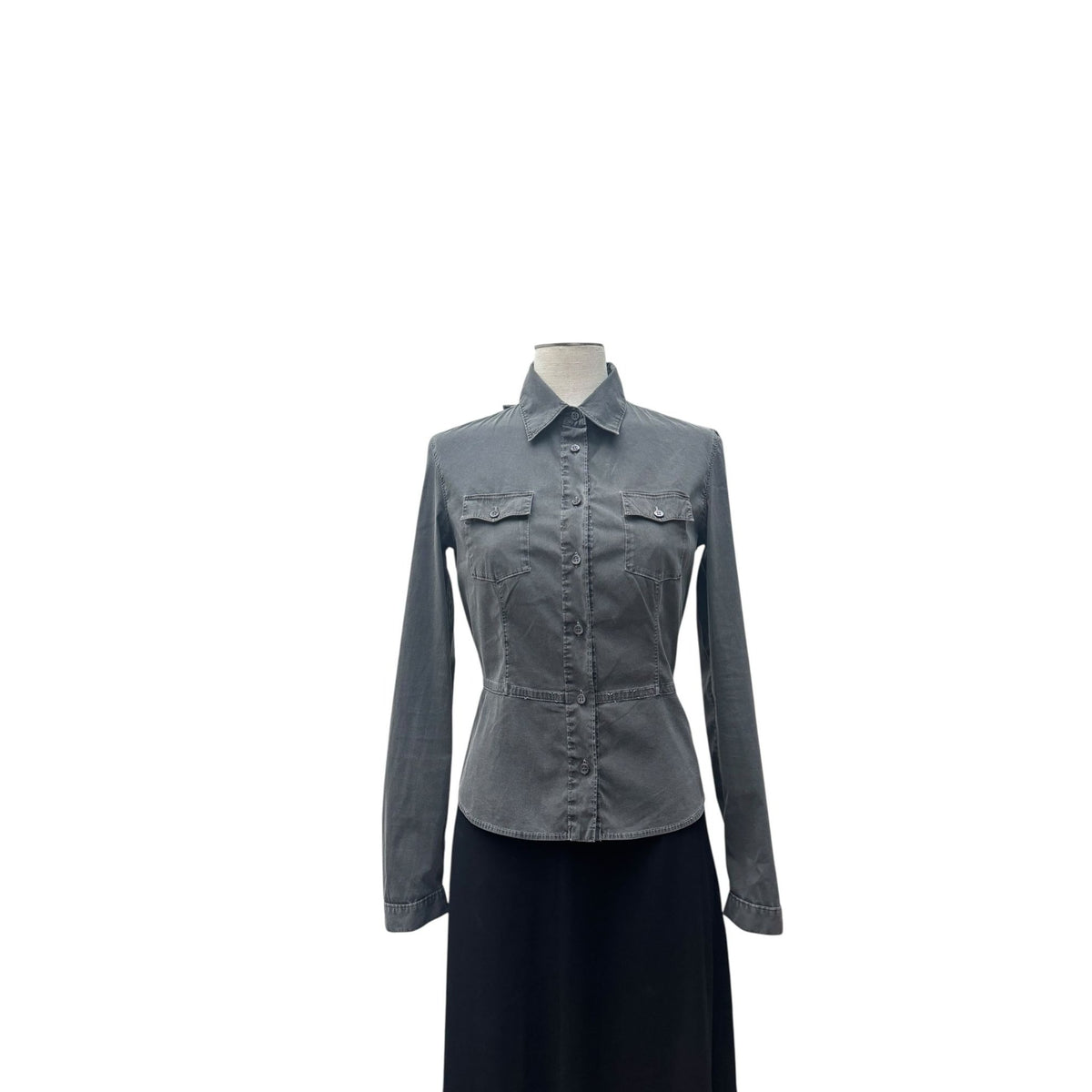 Dark Green Stretch Cotton Fitted Shirt