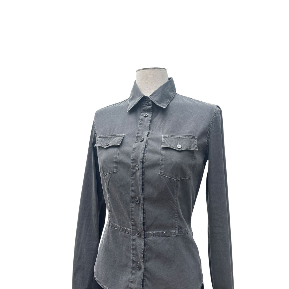 Dark Green Stretch Cotton Fitted Shirt
