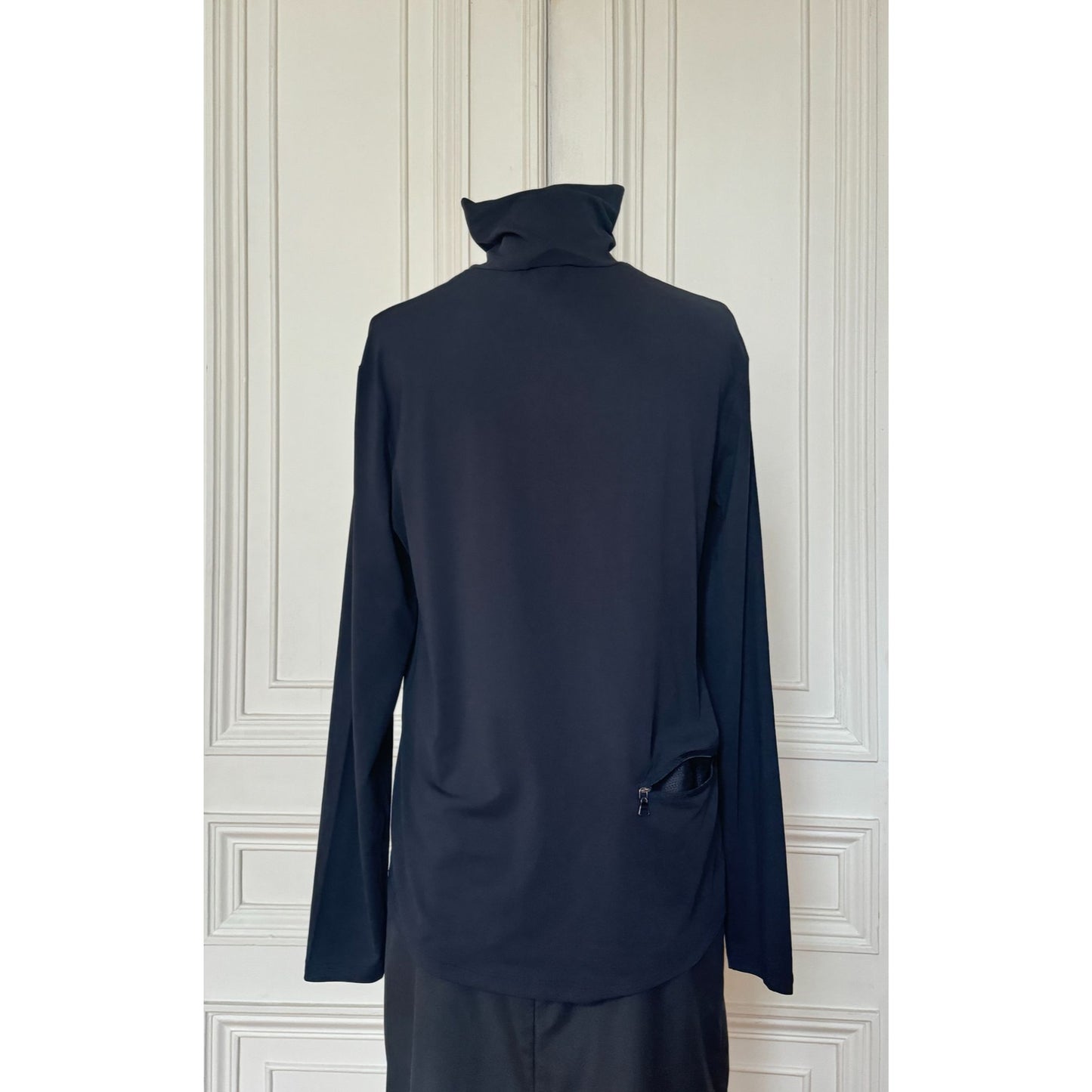 Prada Dark Grey Nylon Turtleneck Top Size M