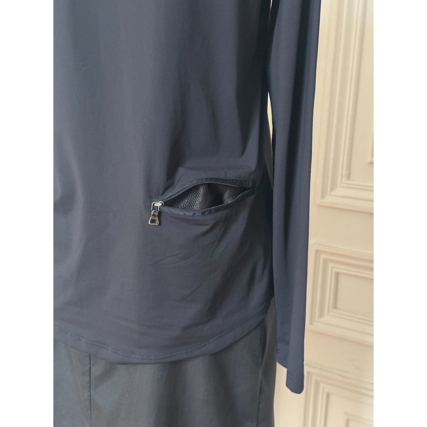 Prada Dark Grey Nylon Turtleneck Top Size M