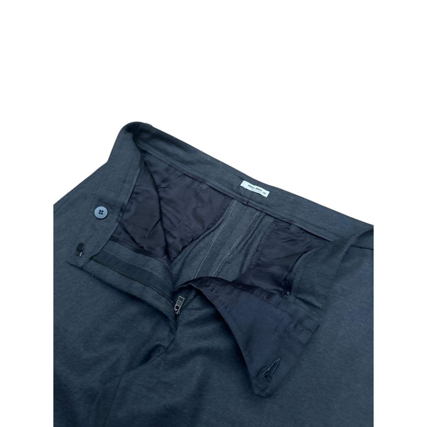 Grey Virgin Wool Wide-Leg Pants