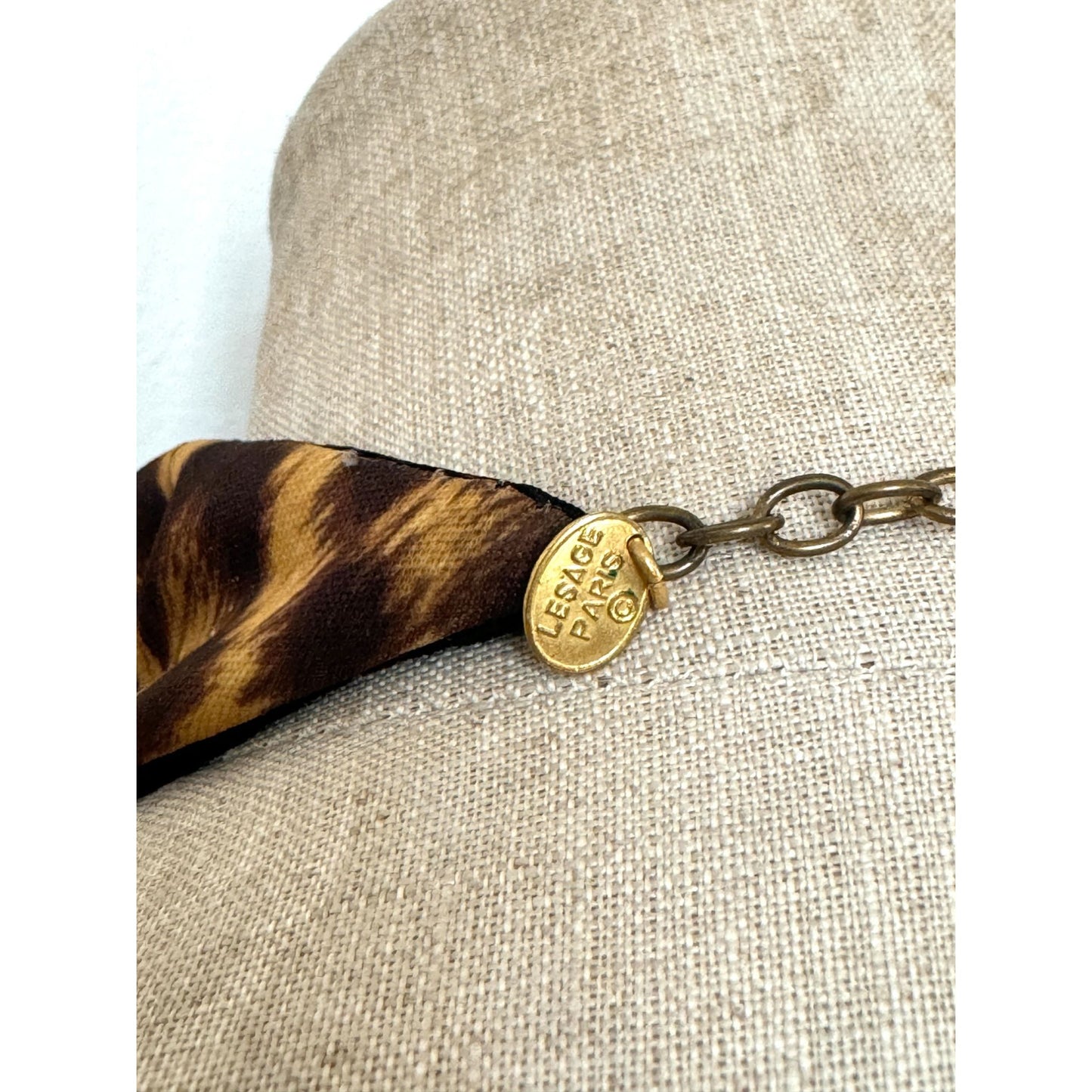 Silk Leopard Necklace Scarf with Hand Embroidery and Beading