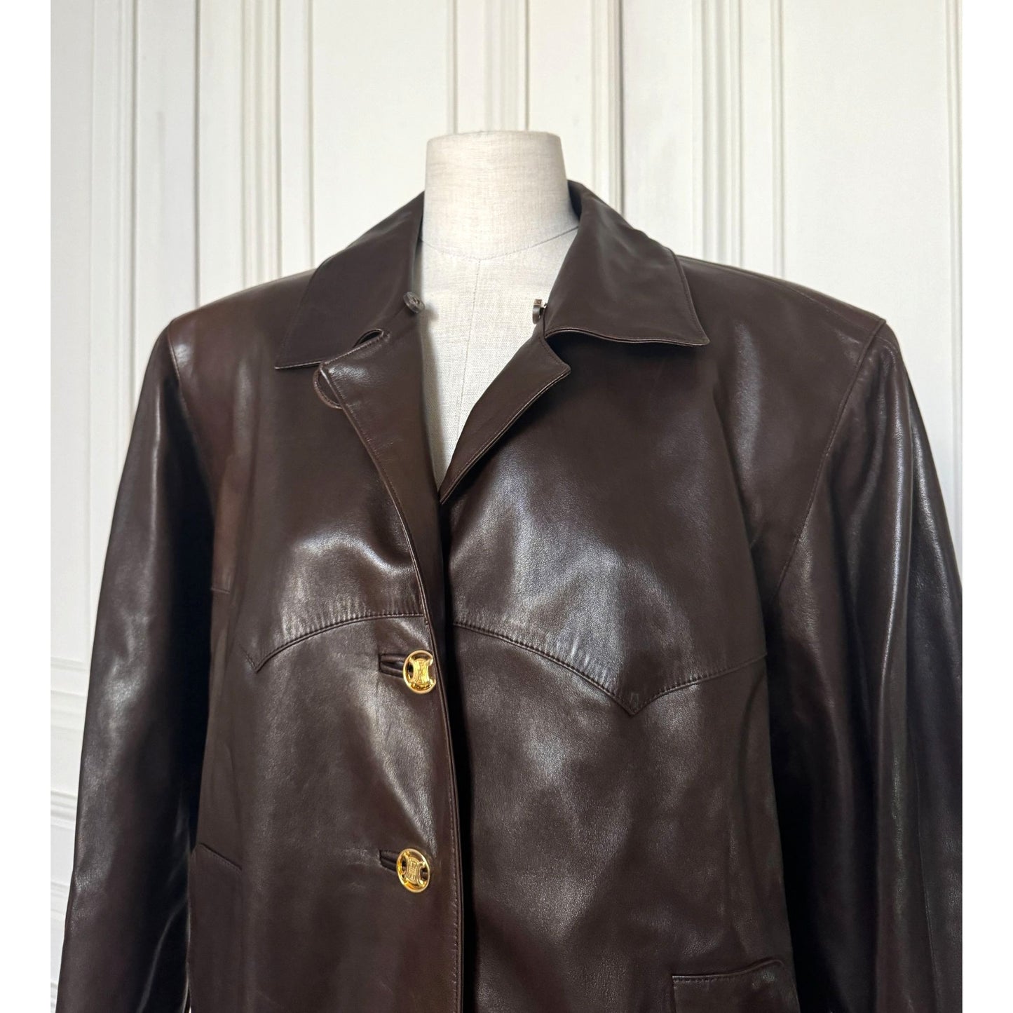 Brown Lambskin Leather Belted Jacket 