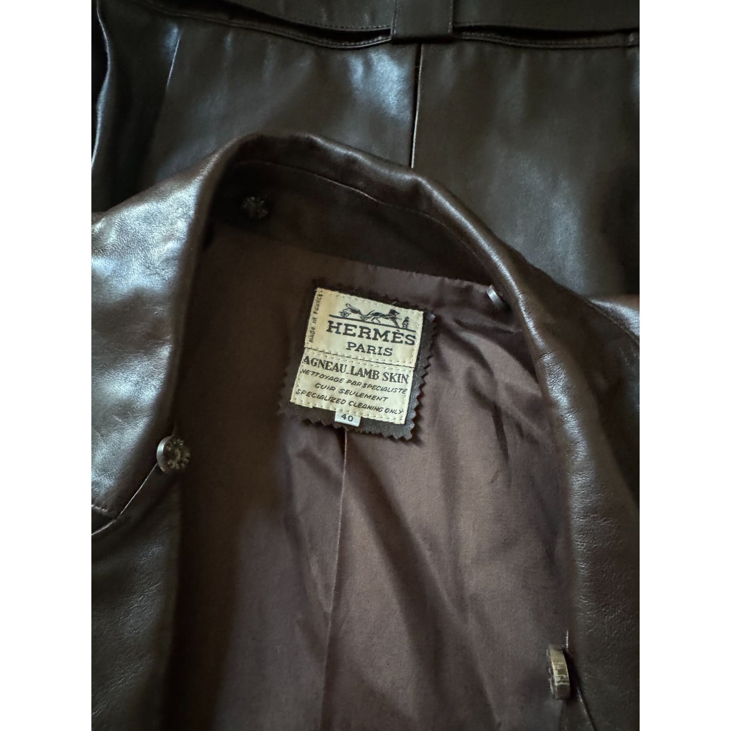 Brown Lambskin Leather Belted Jacket 