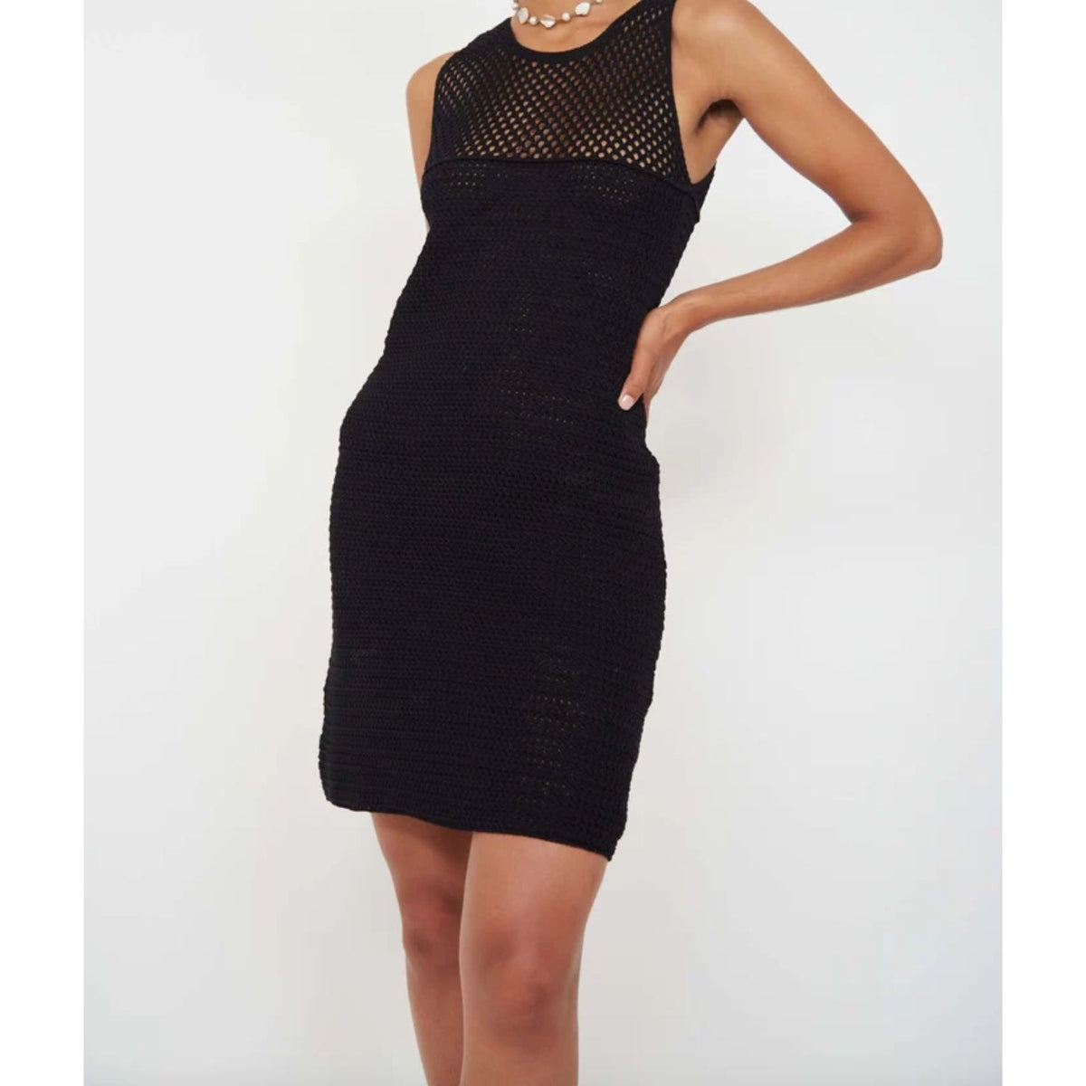 Black Crochet Open-Knit Dress