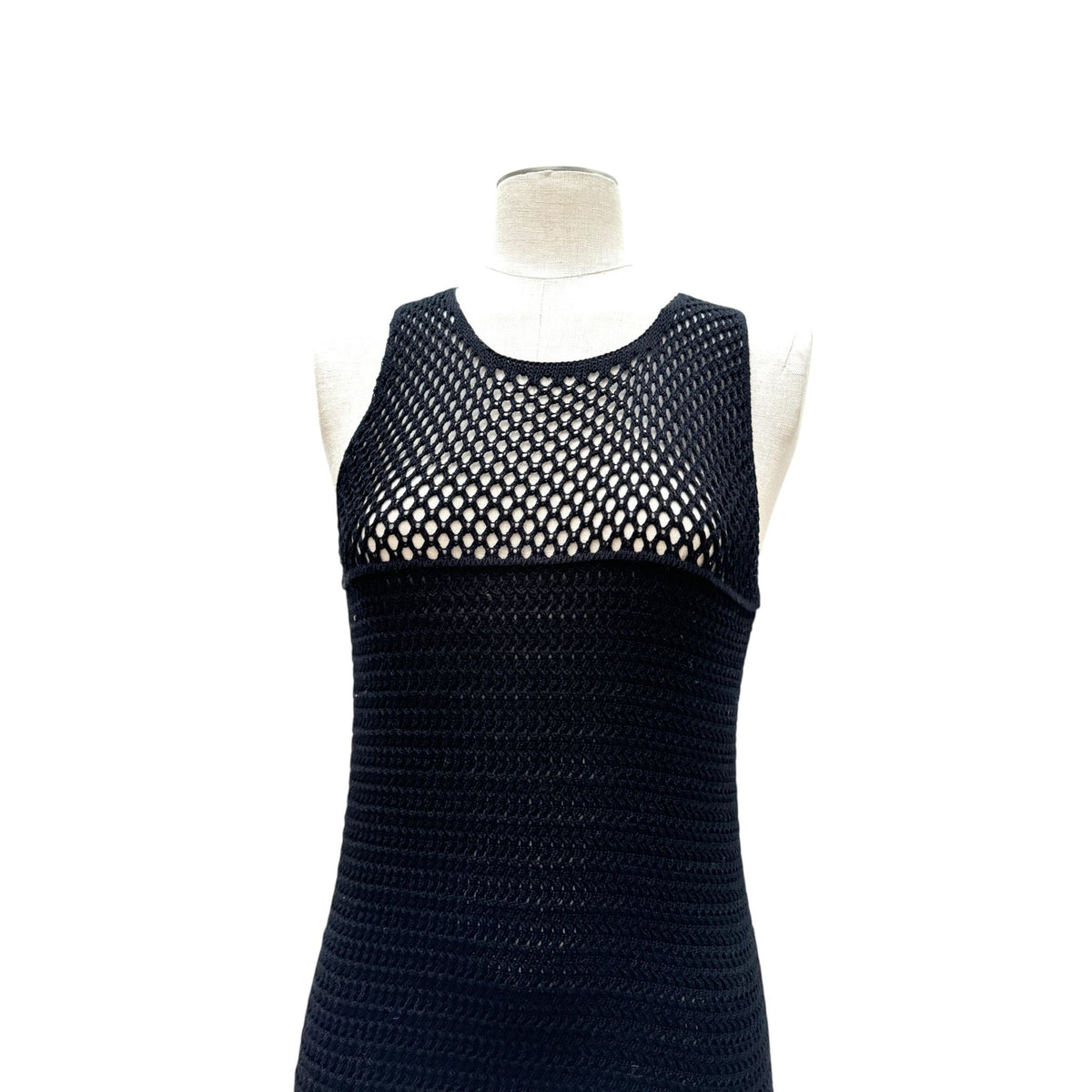 Black Crochet Open-Knit Dress