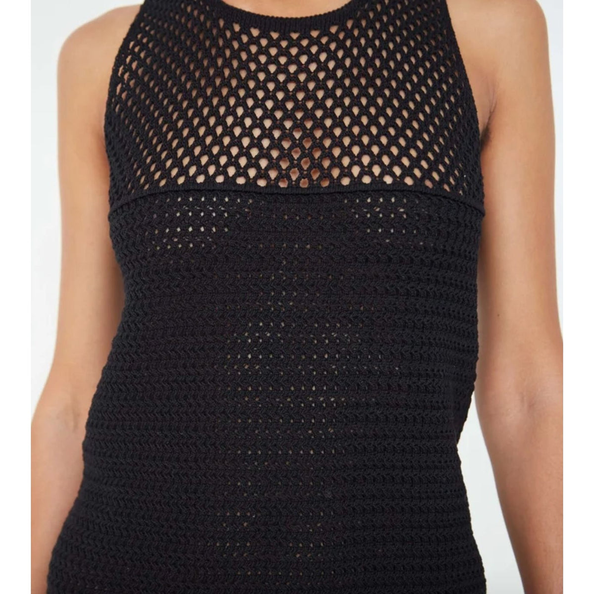 Black Crochet Open-Knit Dress