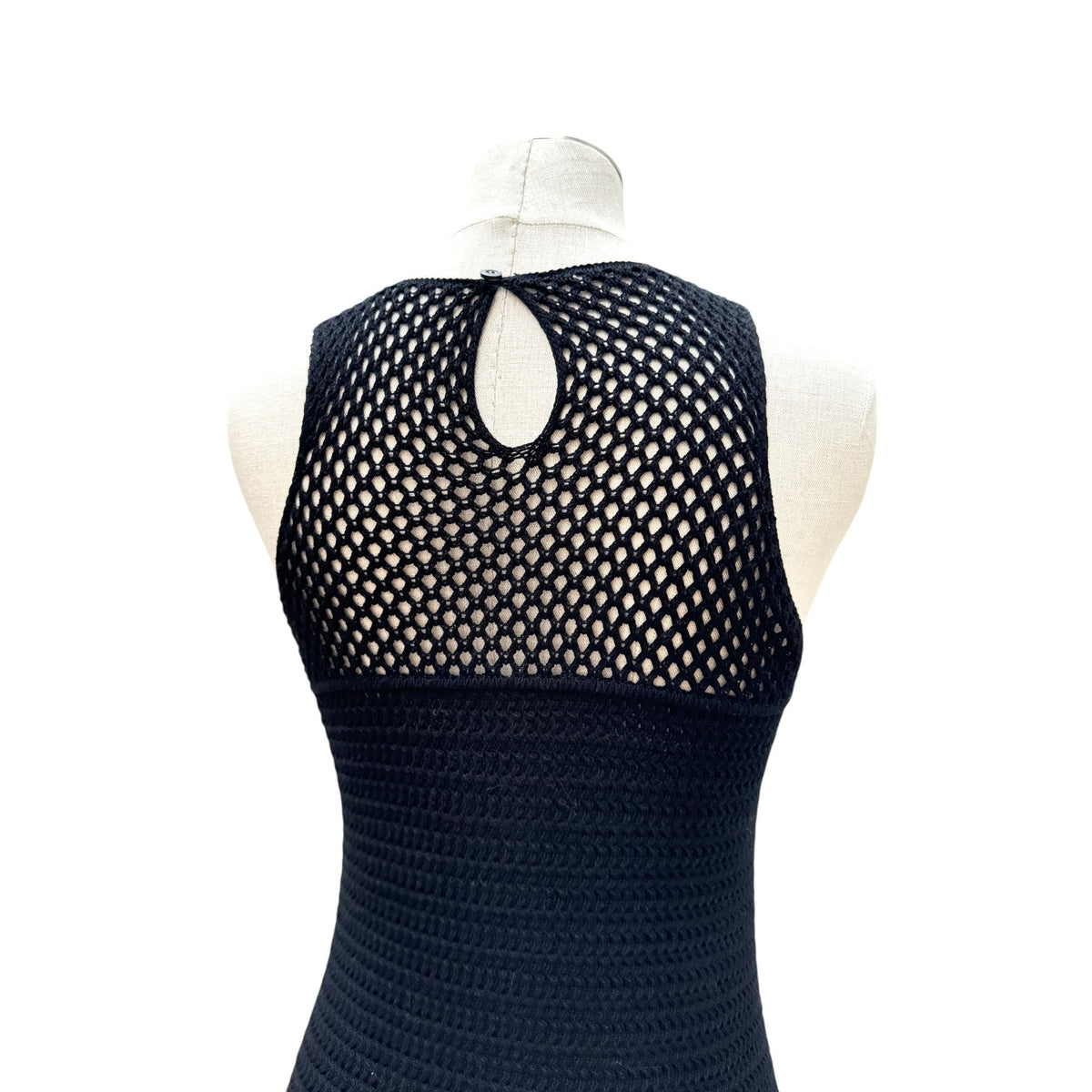 Black Crochet Open-Knit Dress