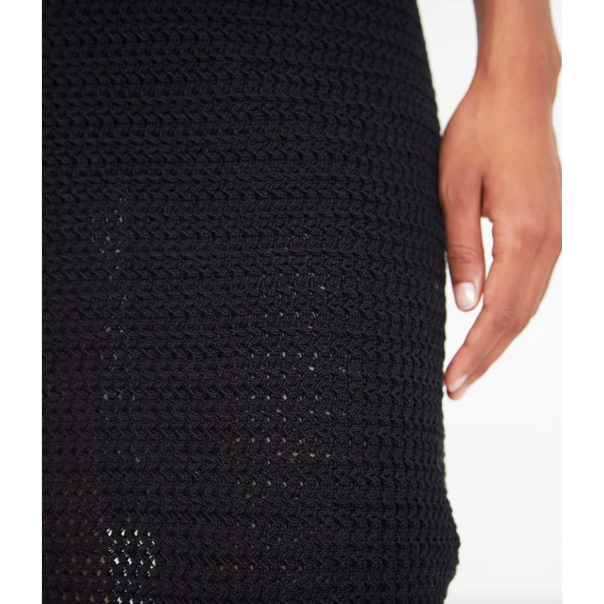 Black Crochet Open-Knit Dress