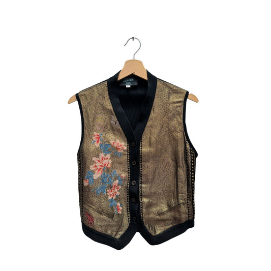 Vintage Gold Jacquard Knitted Vest