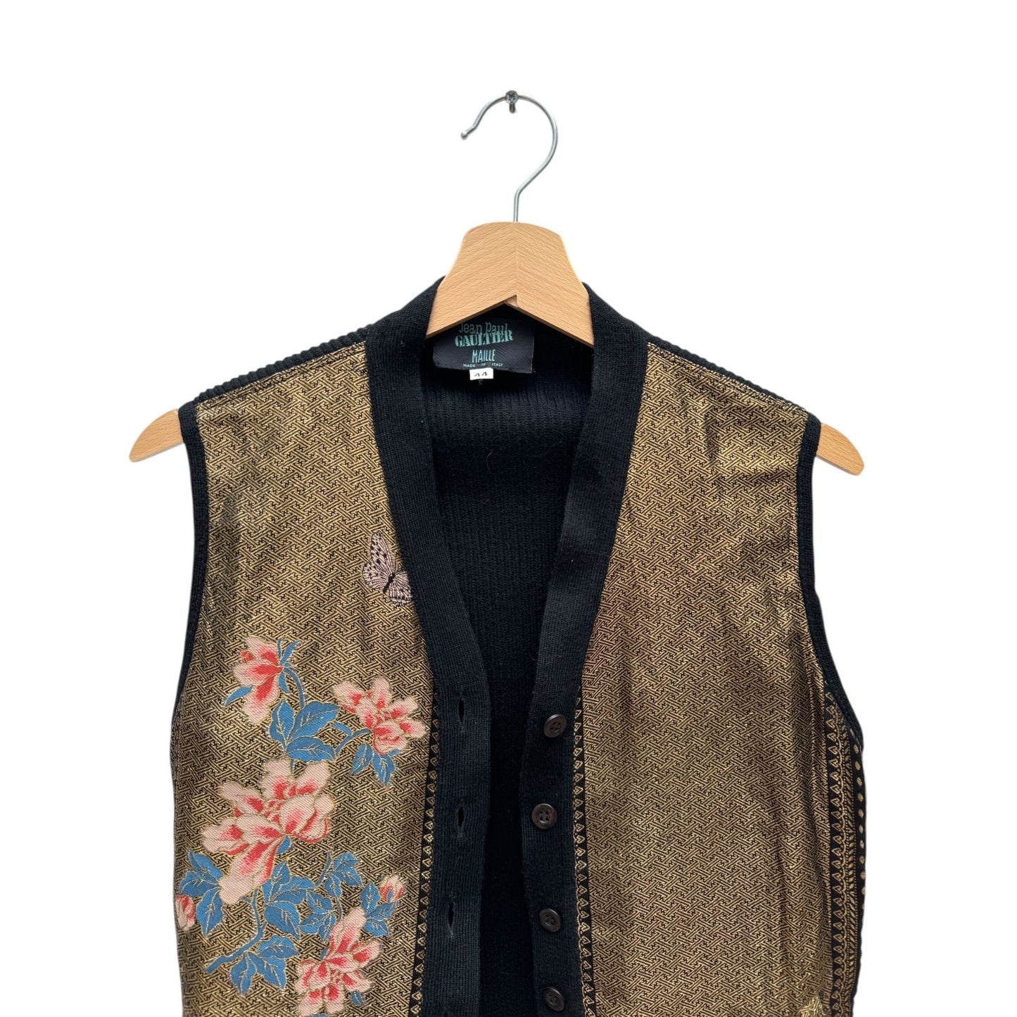 Vintage Gold Jacquard Knitted Vest