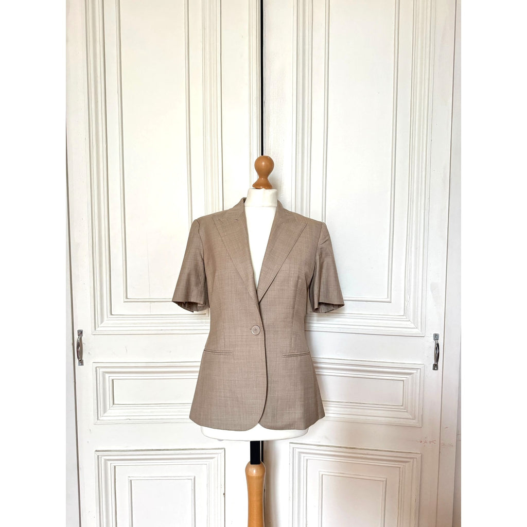 Beige Short-Sleeved Blazer Jacket
