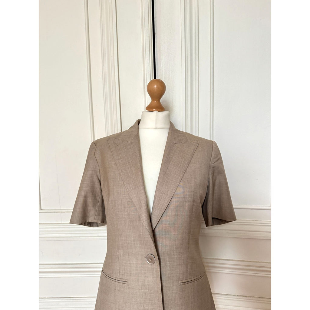 Beige Short-Sleeved Blazer Jacket