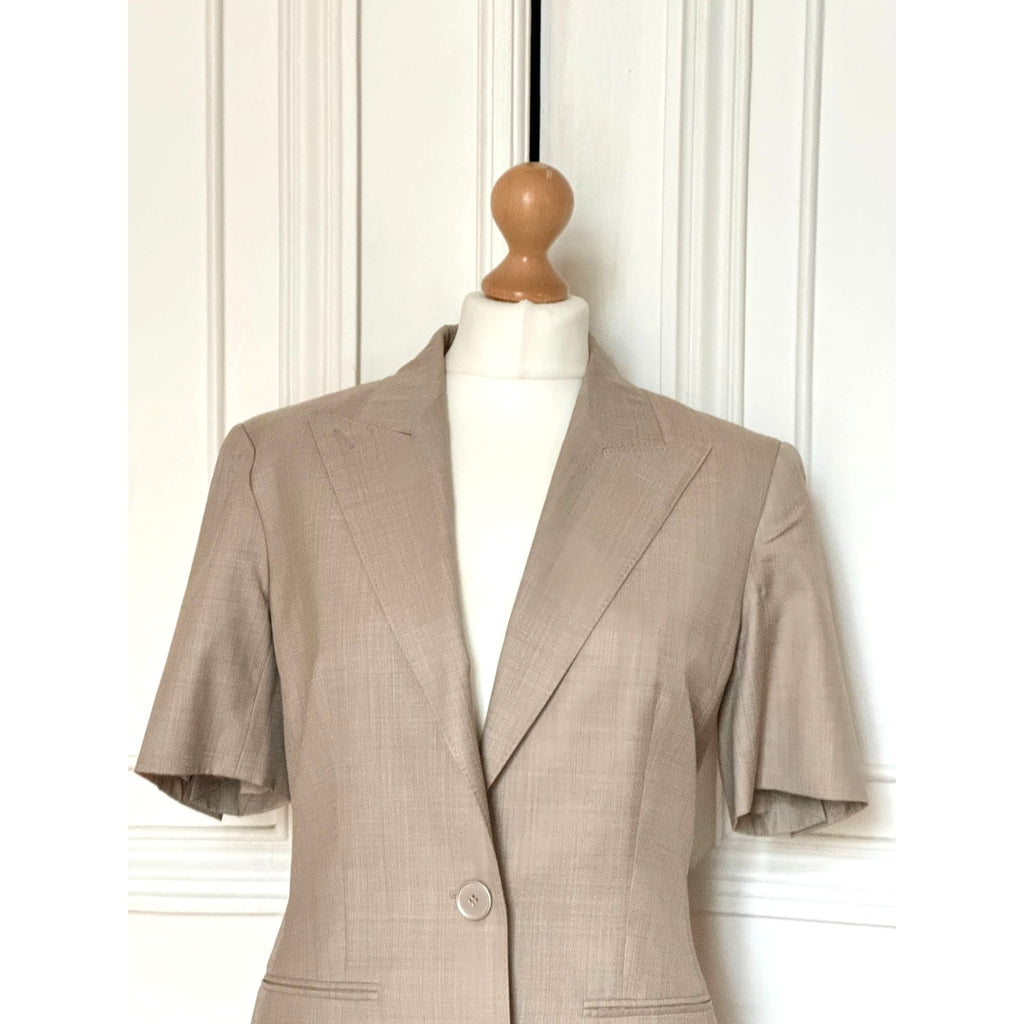 Beige Short-Sleeved Blazer Jacket