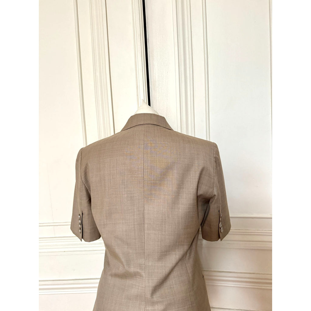 Beige Short-Sleeved Blazer Jacket
