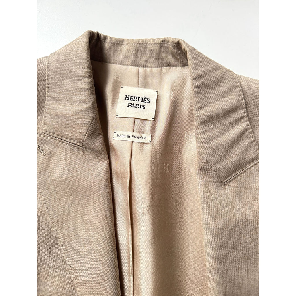 Beige Short-Sleeved Blazer Jacket