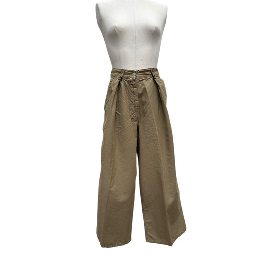 Kaki Cotton/Linen Wide Pants