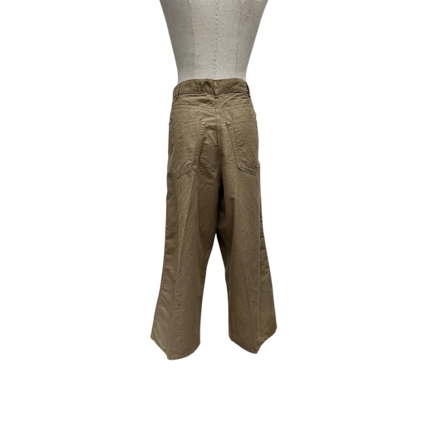 Kaki Cotton/Linen Wide Pants