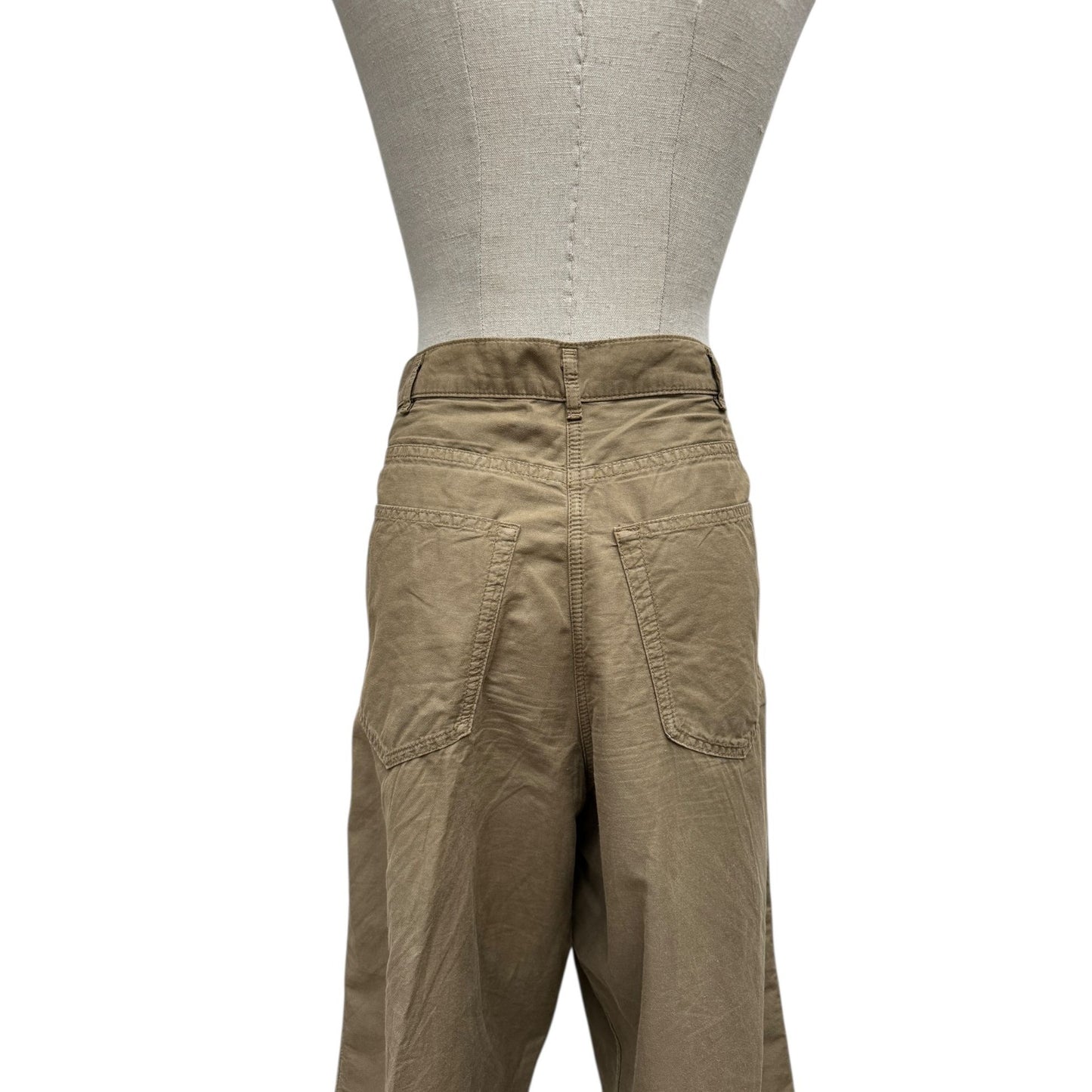 Kaki Cotton/Linen Wide Pants