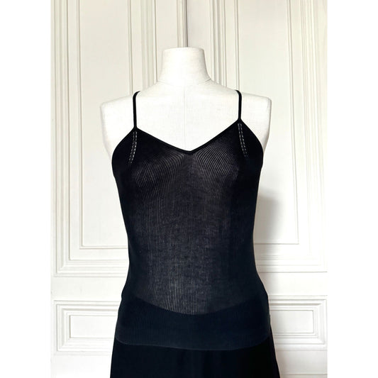 Black Ribbed Knit Top