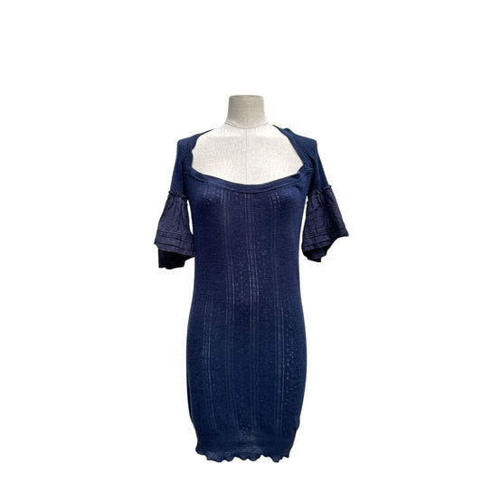 Navy Knitted Open-Back Dress Size M