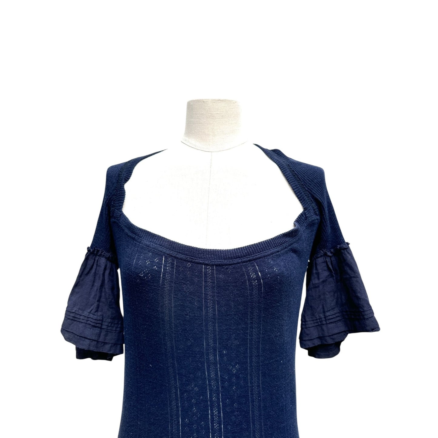 Navy Knitted Open-Back Dress Size M
