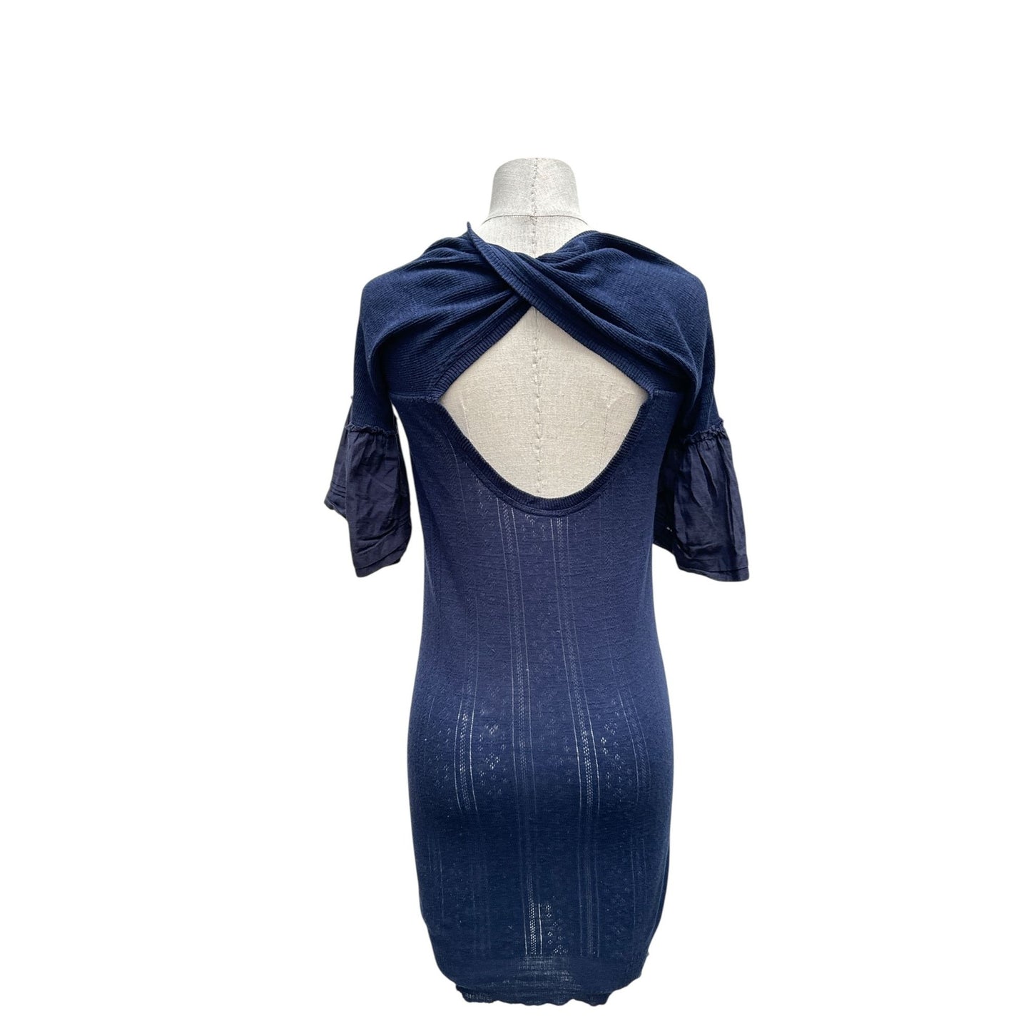 Navy Knitted Open-Back Dress Size M