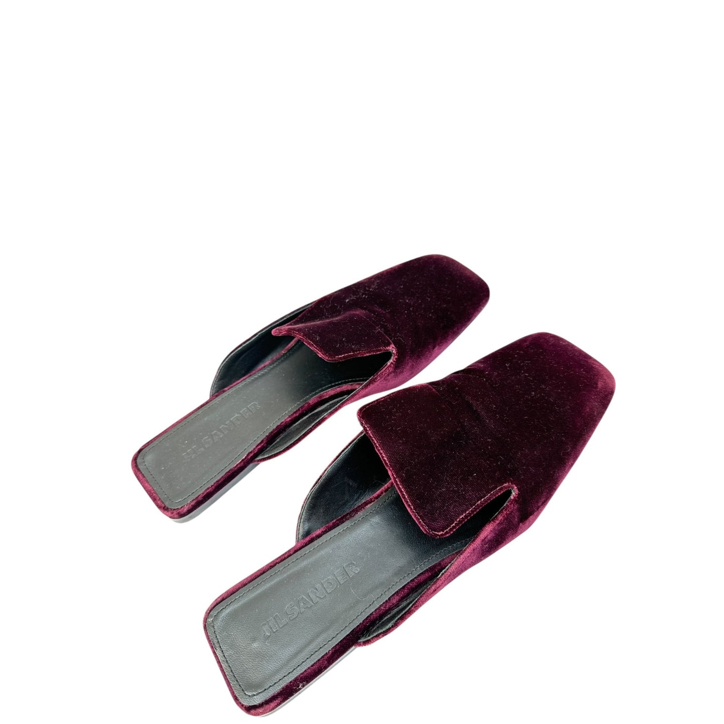  Burgundy Velvet Mules 