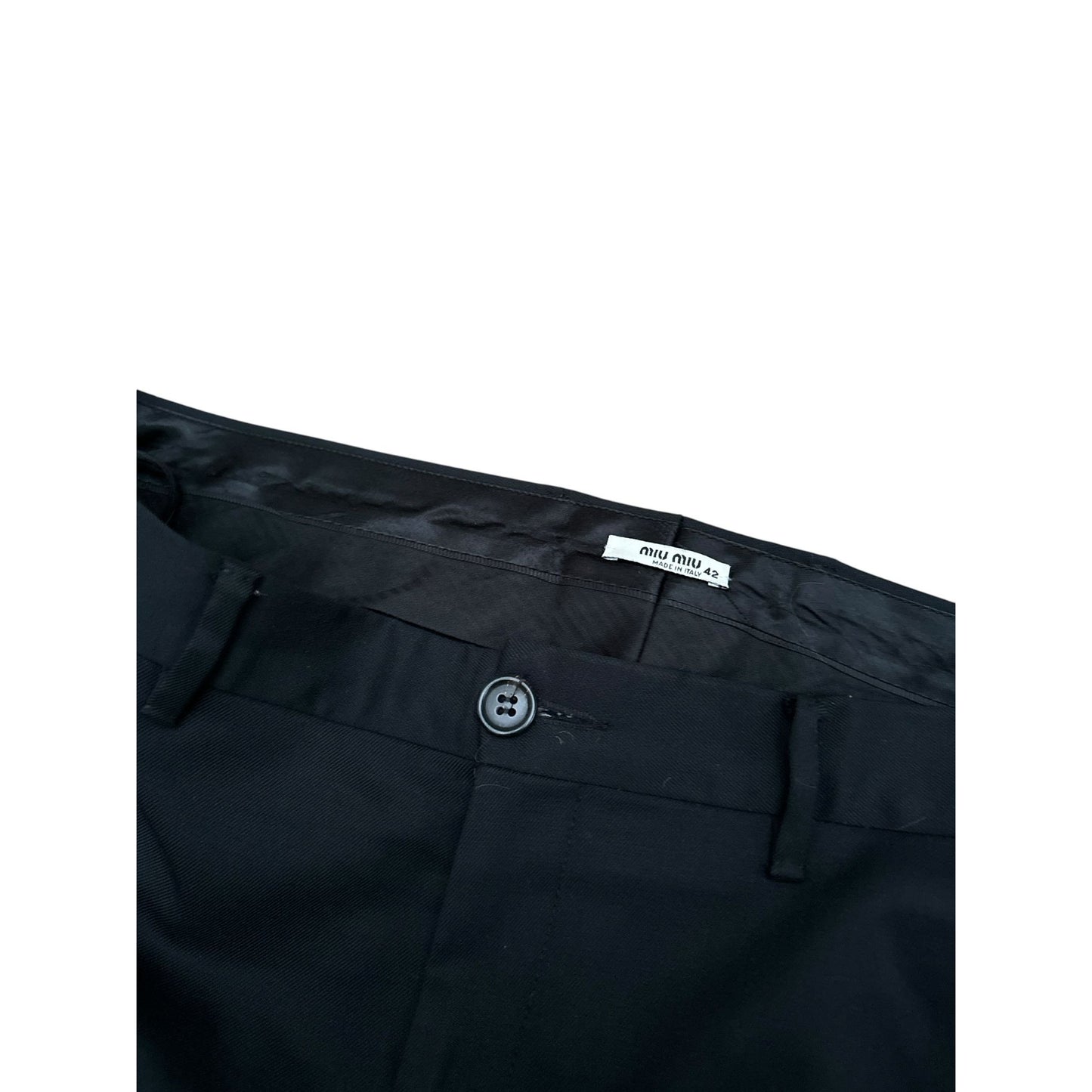 Grey Wool Low-Rise Flared Pants