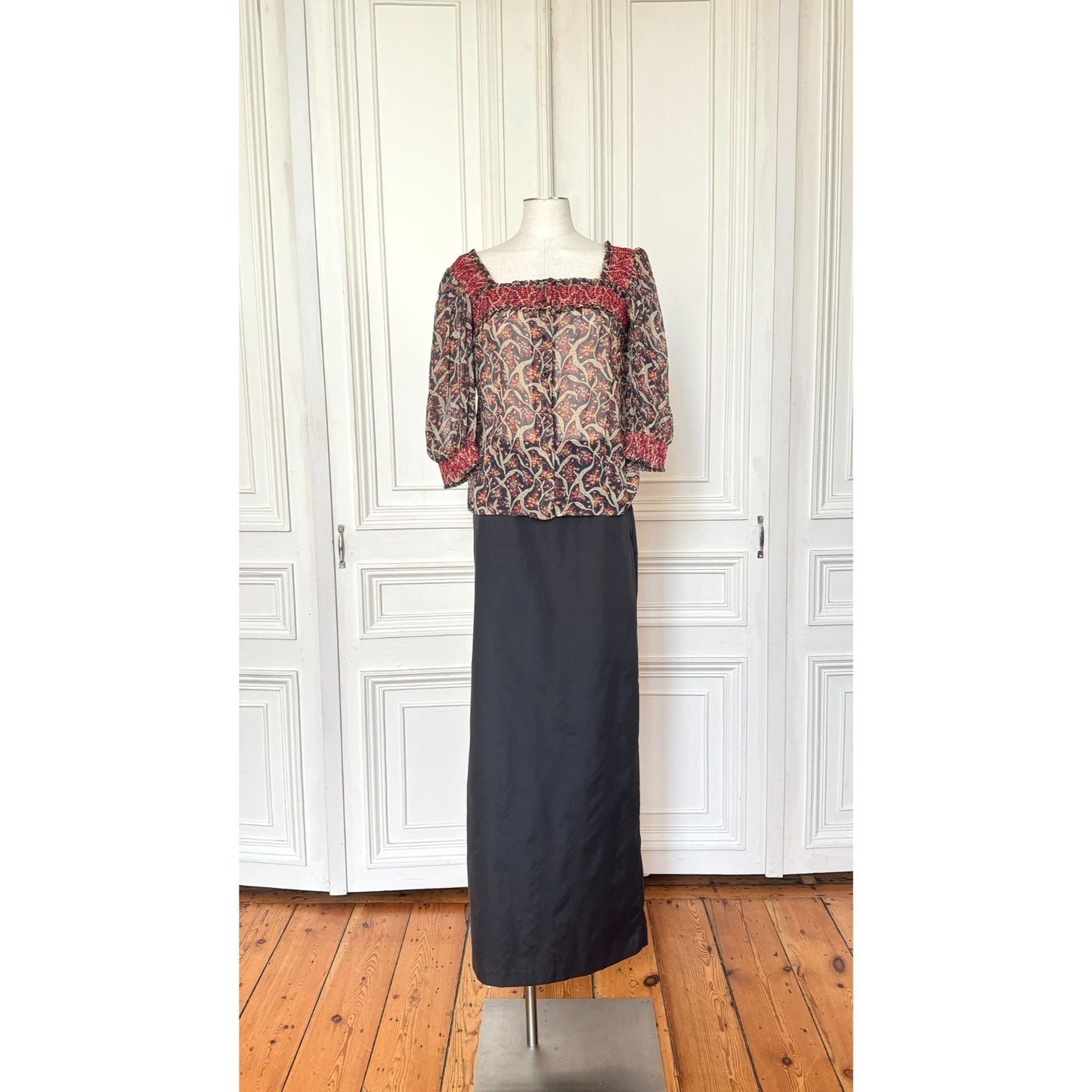 1970s Cotton Plant Print Top 
