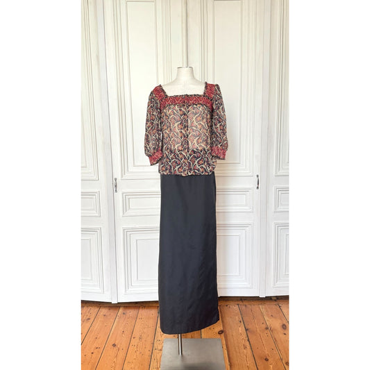 1970s Cotton Plant Print Top 