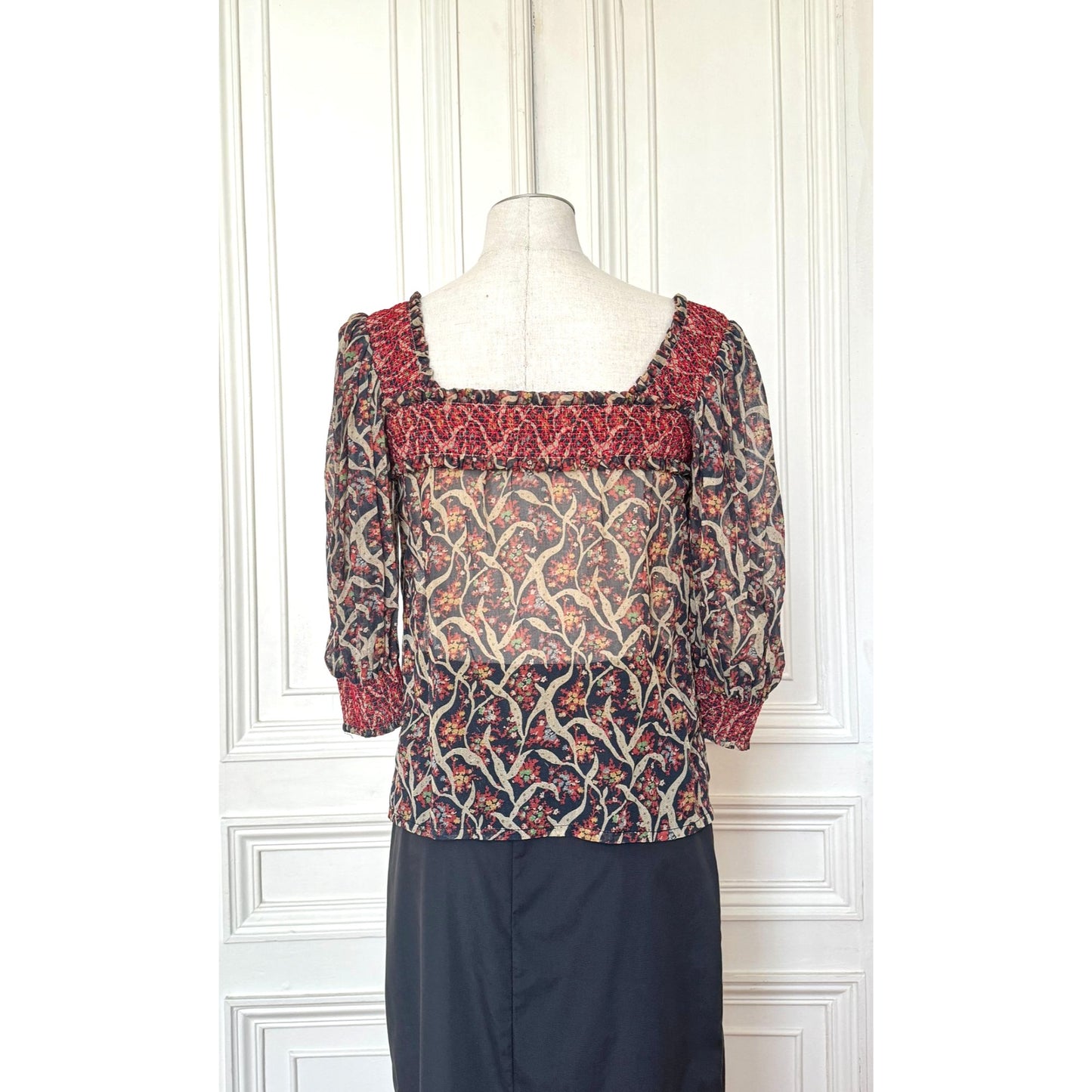 1970s Cotton Plant Print Top 