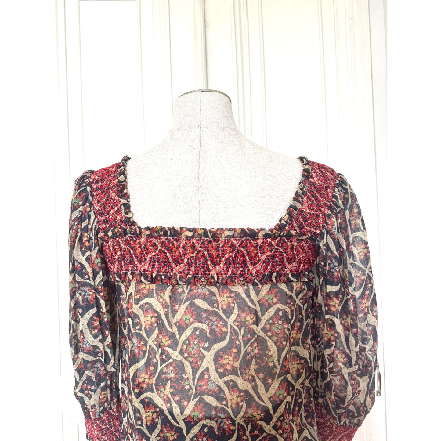 1970s Cotton Plant Print Top 