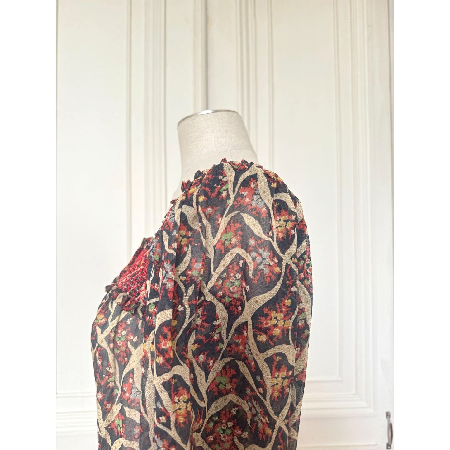 1970s Cotton Plant Print Top 