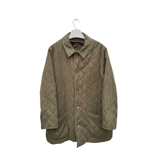 Khaki Quilted Jacket with Detachable Wool Lining