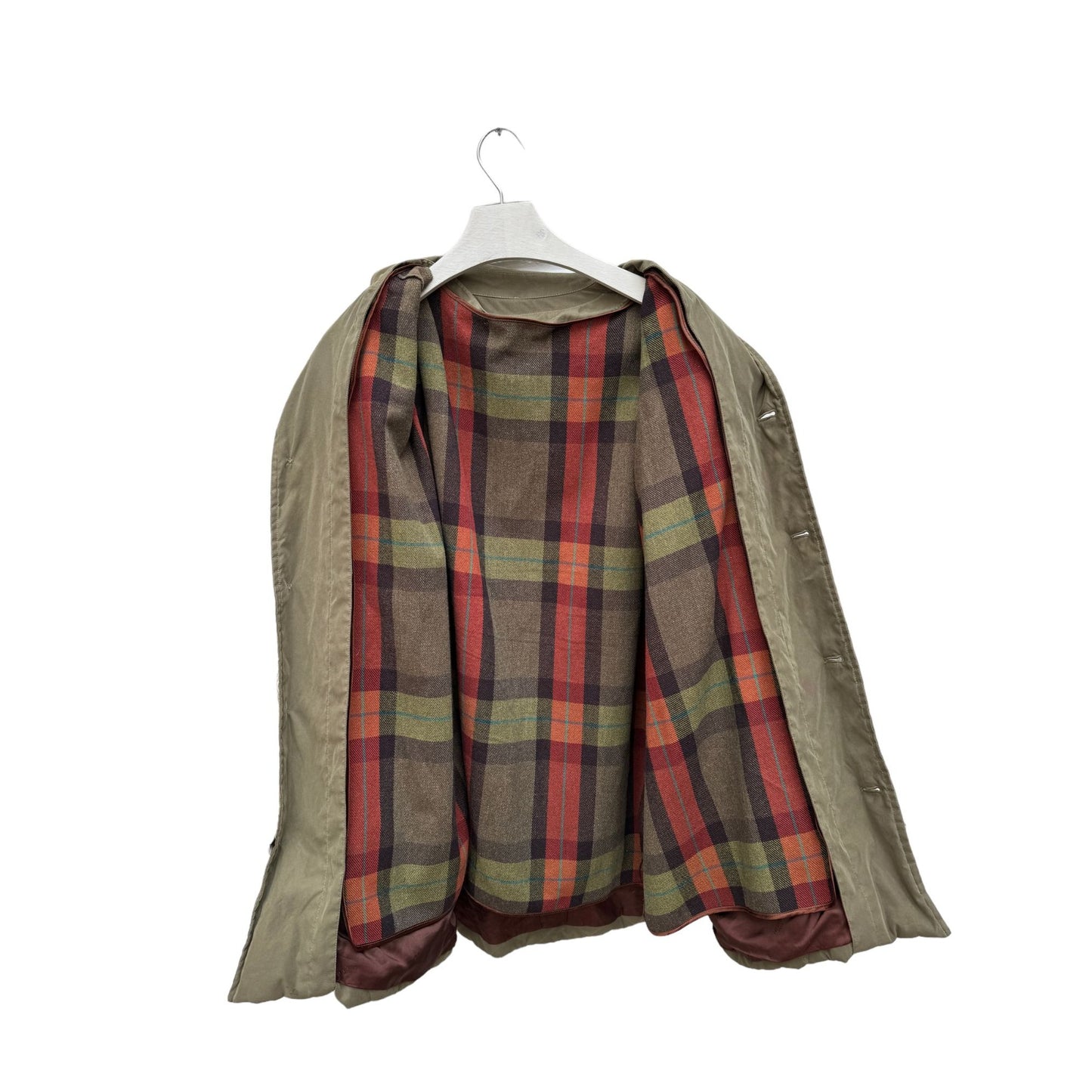 Khaki Quilted Jacket with Detachable Wool Lining