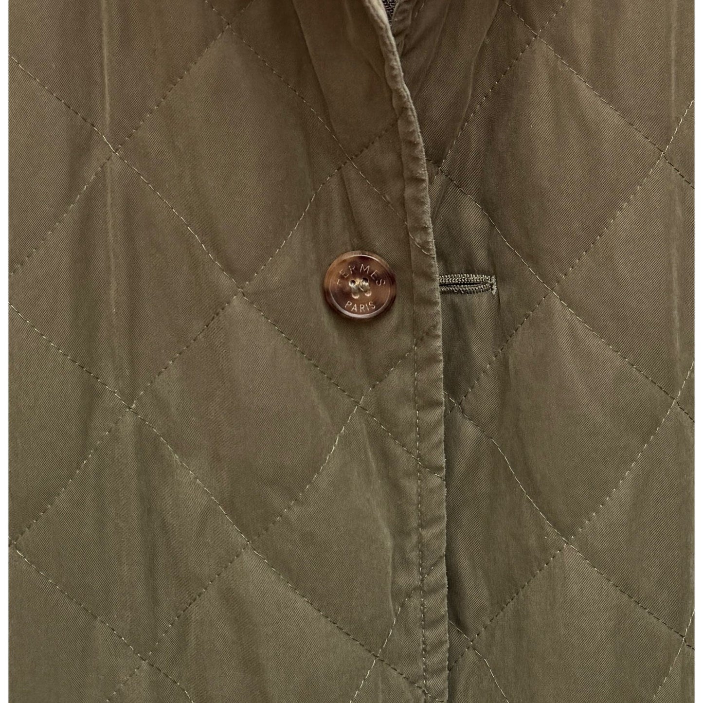 Khaki Quilted Jacket with Detachable Wool Lining
