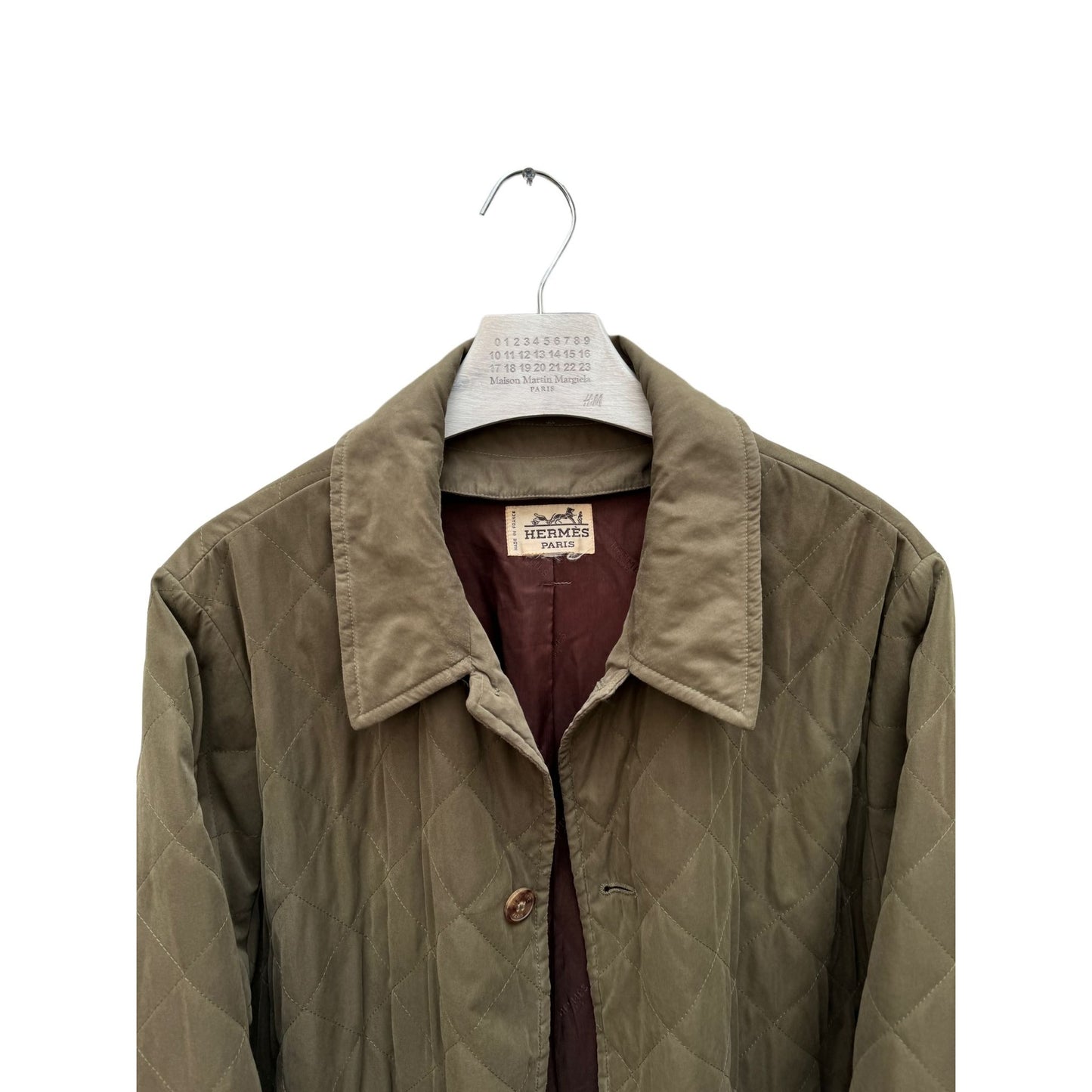 Khaki Quilted Jacket with Detachable Wool Lining