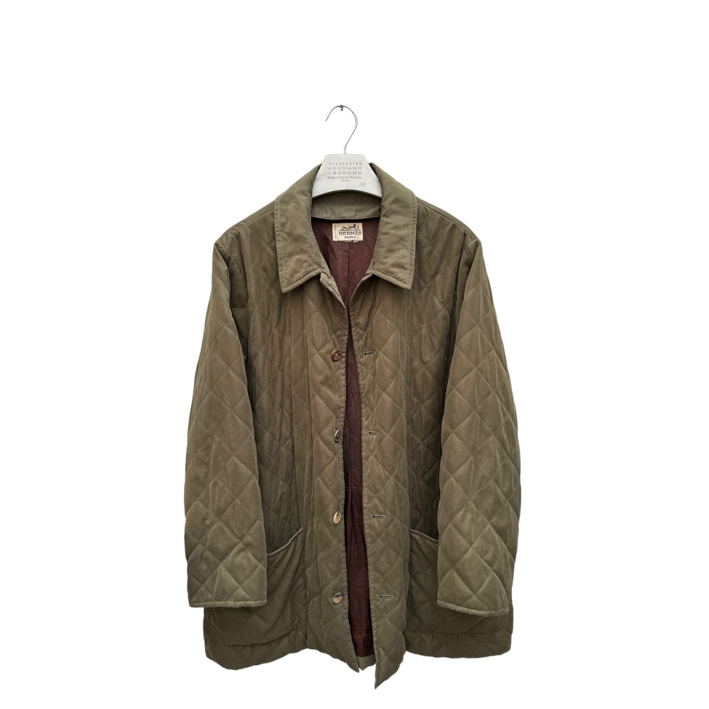 Khaki Quilted Jacket with Detachable Wool Lining