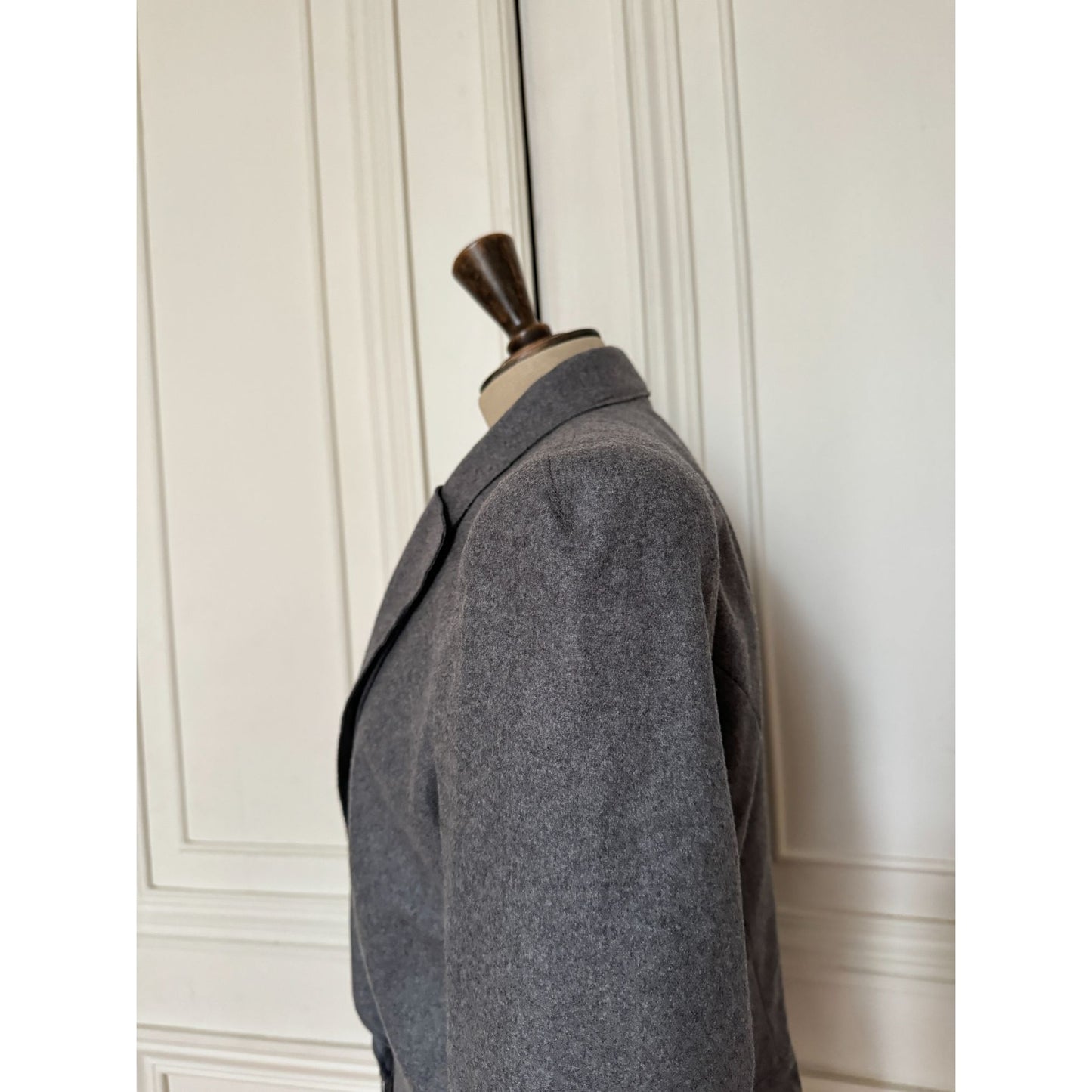 Grey Wool Sculpted Blazer Jacket