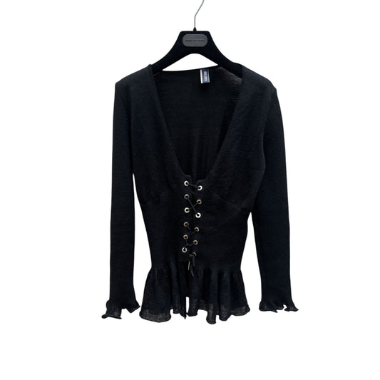 Black Ribbed wool Corset Sweater