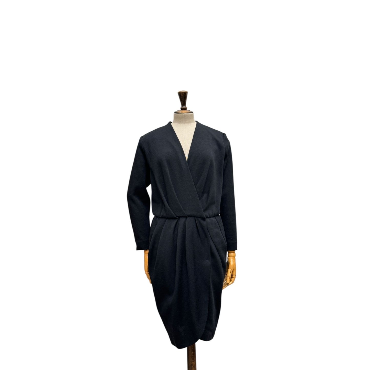 1970s Black Wool Wrap Dress