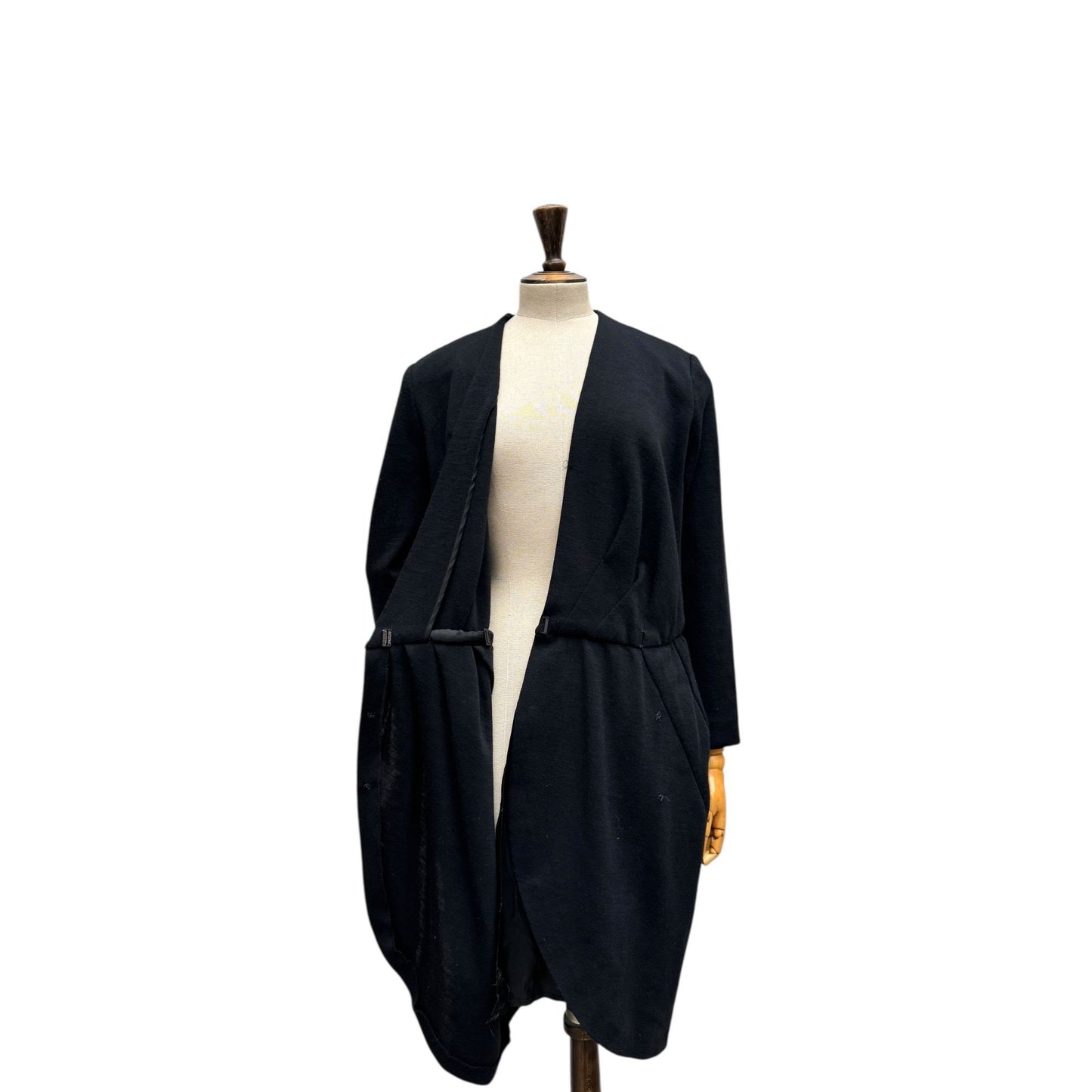 1970s Black Wool Wrap Dress