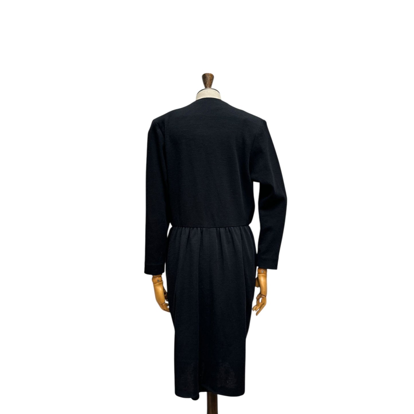 1970s Black Wool Wrap Dress