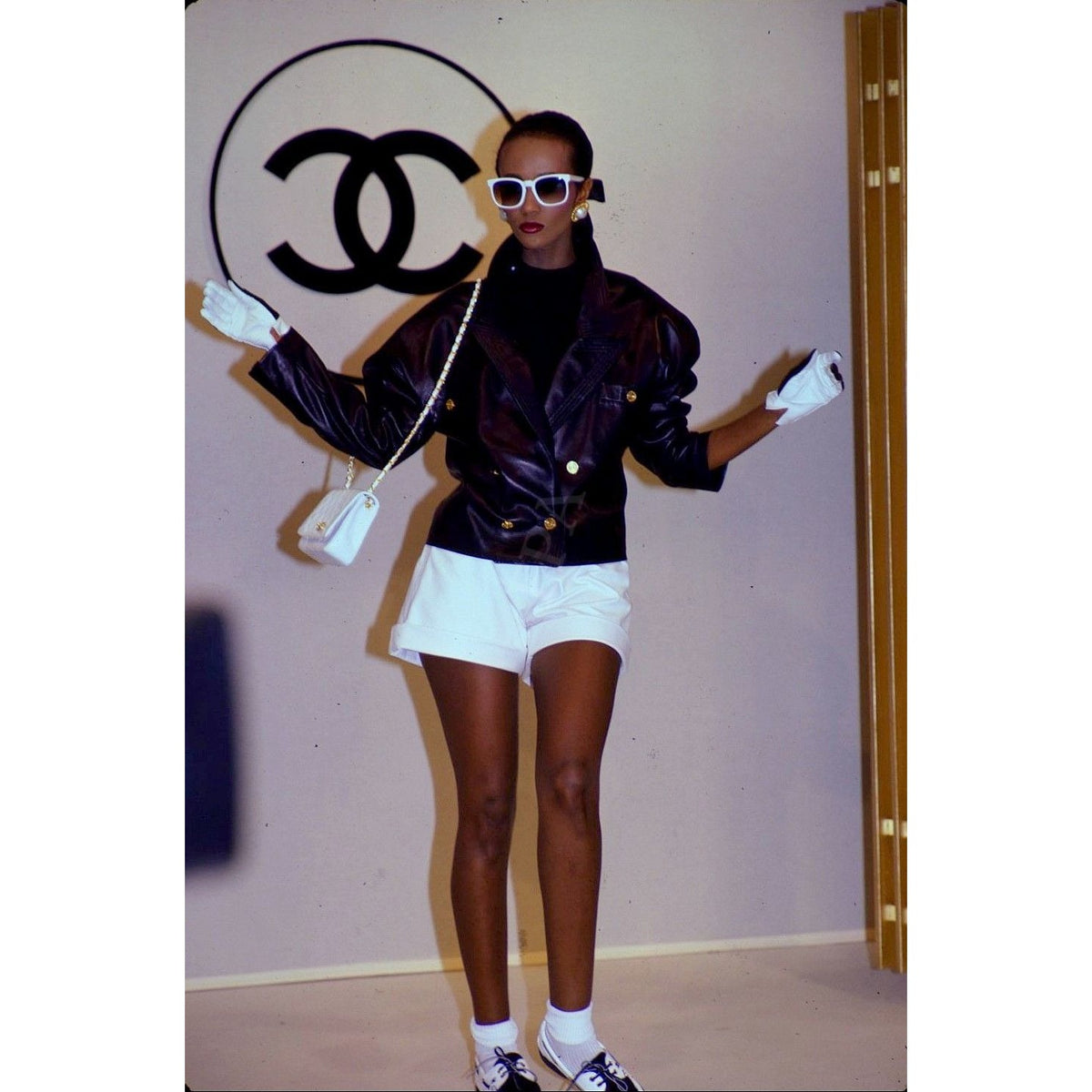 Spring Summer 1986 Runway Dark Navy Lambskin Leather Jacket