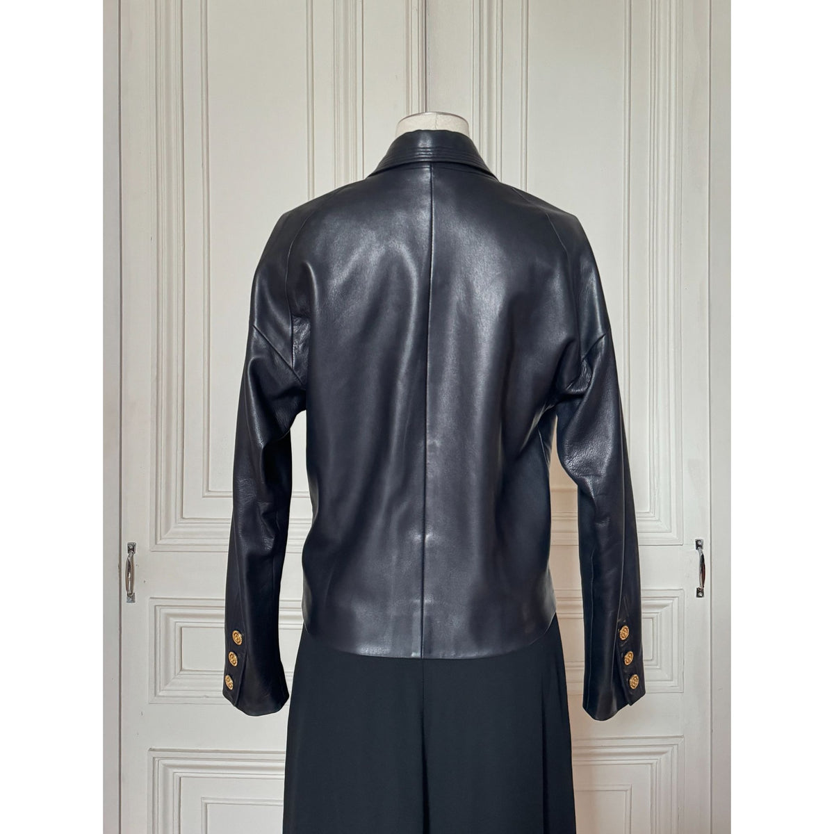 Spring Summer 1986 Runway Dark Navy Lambskin Leather Jacket