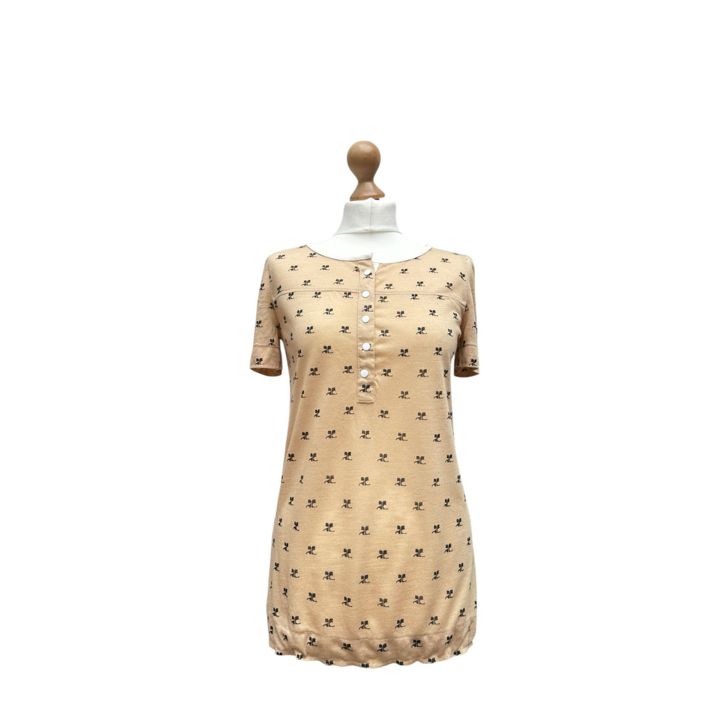 1970s Beige Courreges logo t-shirt