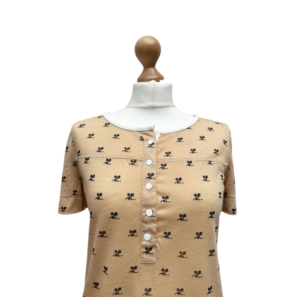 1970s Beige Courreges logo t-shirt