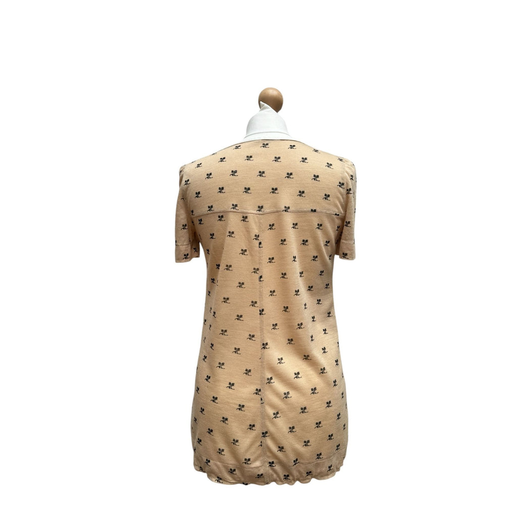 1970s Beige Courreges logo t-shirt
